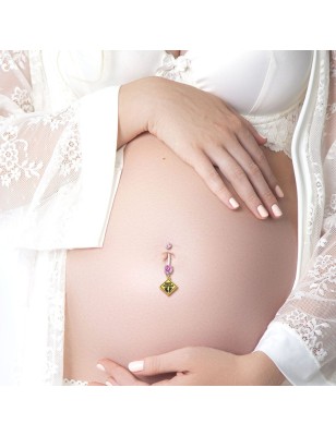 Piercing nombril de grossesse strass rond rose Bébé à Bord