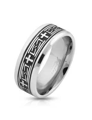 Bague homme acier croix celtiques