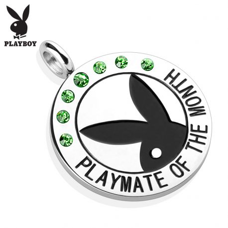 Pendentif Playboy "Playmate of the month" gemmes verts
