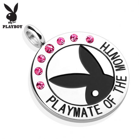 Pendentif Playboy "Playmate of the month" gemmes roses