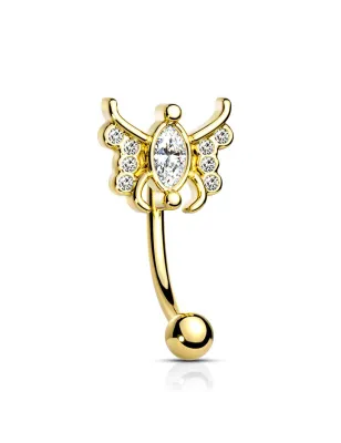 Piercing arcade papillon marquise acier doré