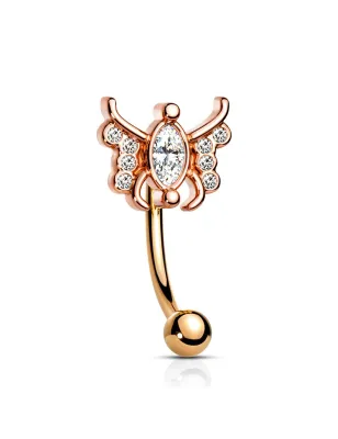 Piercing arcade papillon marquise acier rosé