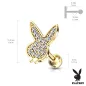 Piercing cartilage oreille Playboy plaqué or pavé de strass