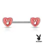 Piercing téton Playboy en acier cœurs rouges