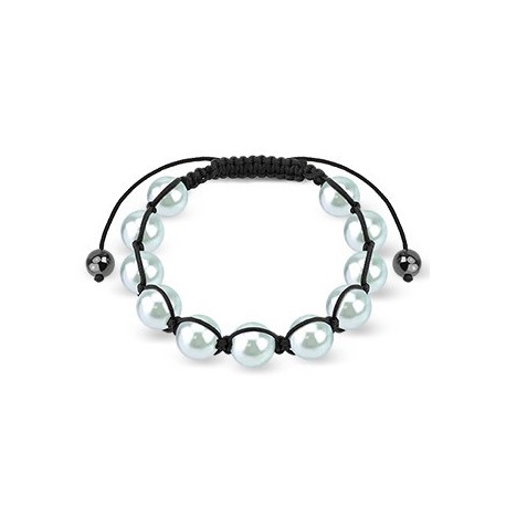 Bracelet Shamballa avec billes perles bleu lumière