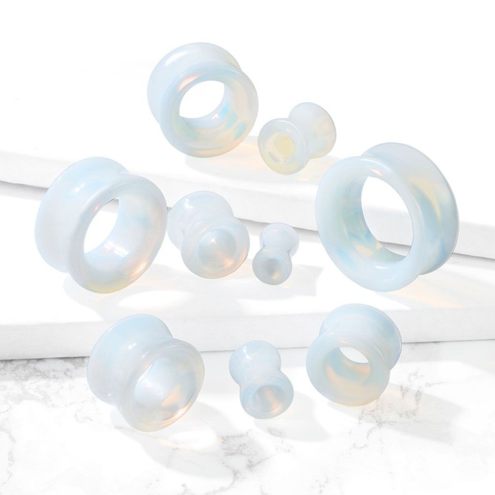 Piercing tunnel oreille en pierre opalite