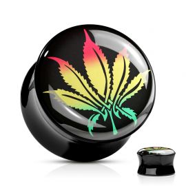 Piercing Plug Acrylique Rasta Feuille de Cannabis