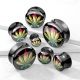 Piercing Plug Oreille Acrylique Rasta Feuille de Cannabis