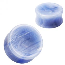 Piercing plug oreille pierre agate dentelle bleue