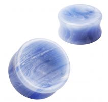 Piercing plug pierre agate dentelle bleue