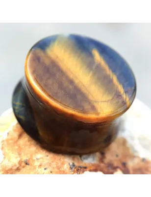 Piercing plug oeil de tigre bleu