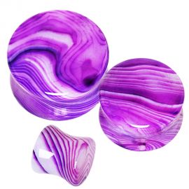 Piercing plug oreille pierre agate violet striée