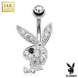 Piercing nombril Playboy Or blanc 14K