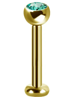 Piercing labret plaqué or Swarovski Zirconia vert