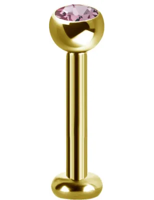 Piercing labret plaqué or Swarovski Zirconia rose