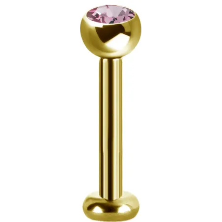 Piercing labret plaqué or Swarovski Zirconia rose