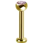 Piercing labret plaqué or Swarovski Zirconia rose