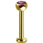 Piercing labret plaqué or Swarovski Zirconia fuchsia