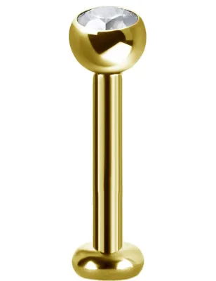 Piercing labret plaqué or Swarovski Zirconia blanc