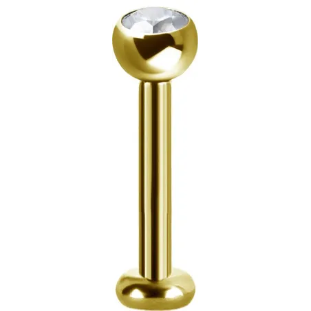 Piercing labret plaqué or Swarovski Zirconia blanc