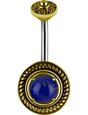 Piercing nombril bouclier tribal Lapis Lazuli