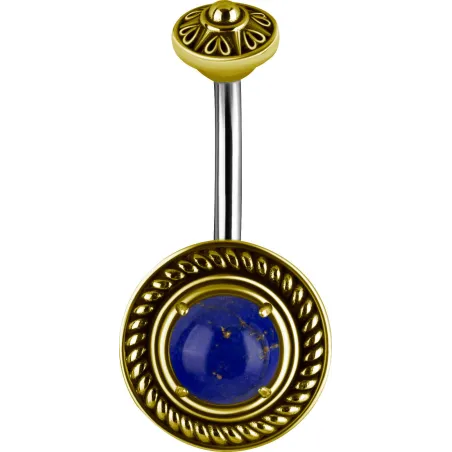 Piercing nombril bouclier tribal Lapis Lazuli