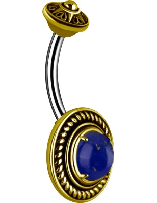 Piercing nombril bouclier tribal Lapis Lazuli