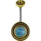 Piercing nombril bouclier tribal Turquoise