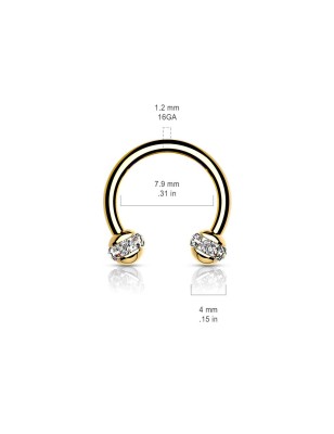 Piercing fer à cheval doré boule cristaux blanc