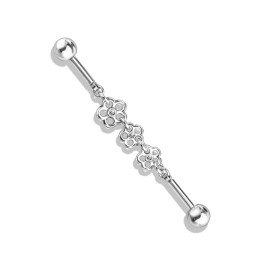 Piercing industriel chaine triple fleur