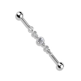 Piercing industriel chaine triple strass