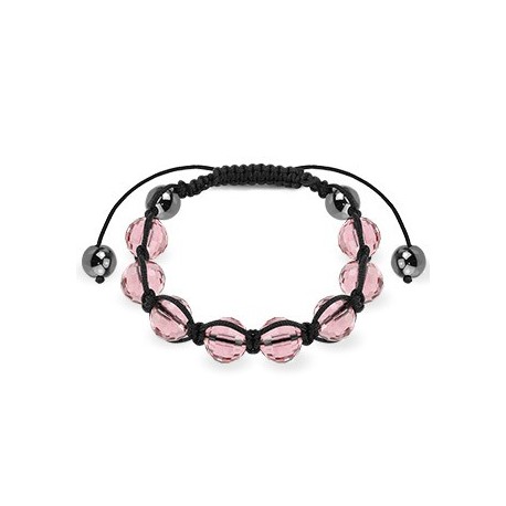 Bracelet Shamballa avec billes à facettes roses