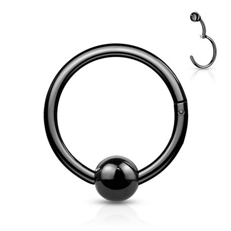 Piercing anneau boule avec charnière acier noir