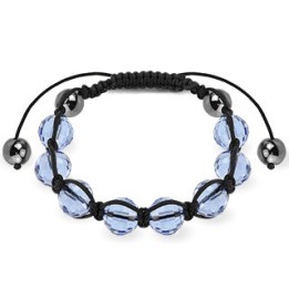 Bracelet Shamballa avec billes à facettes bleu clair