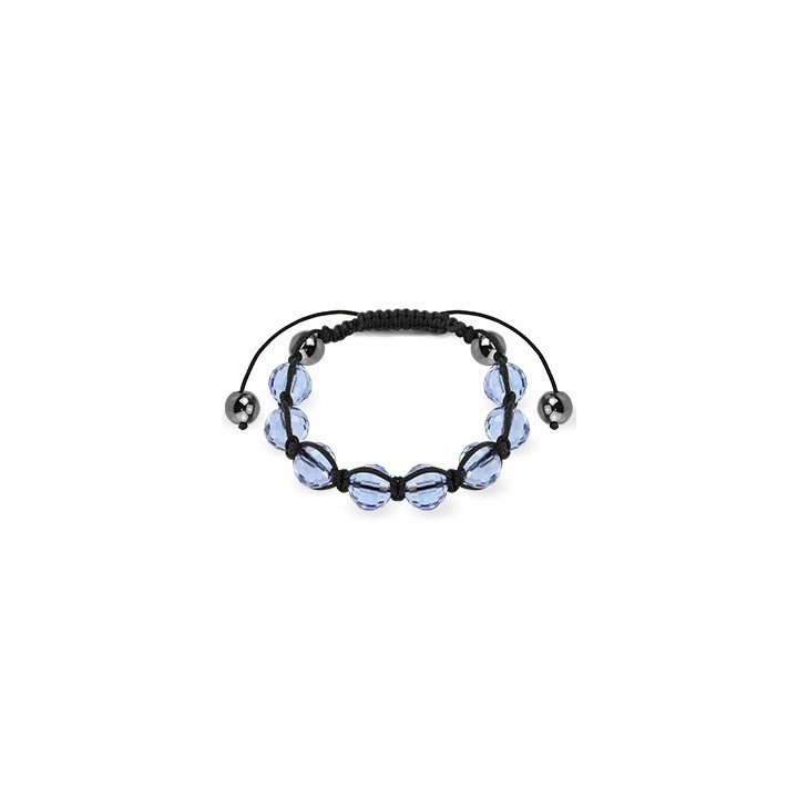 Bracelet Shamballa avec billes à facettes bleu clair