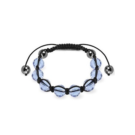 Bracelet Shamballa avec billes à facettes bleu clair