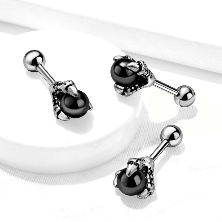 Piercing cartilage hélix griffe de dragon boule noire