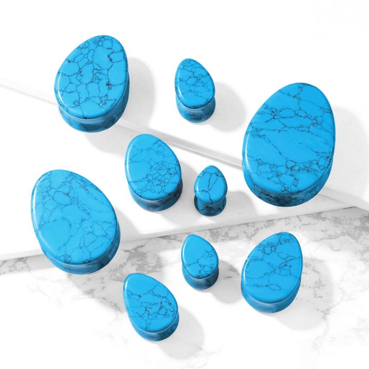 Piercing plug pierre turquoise larme