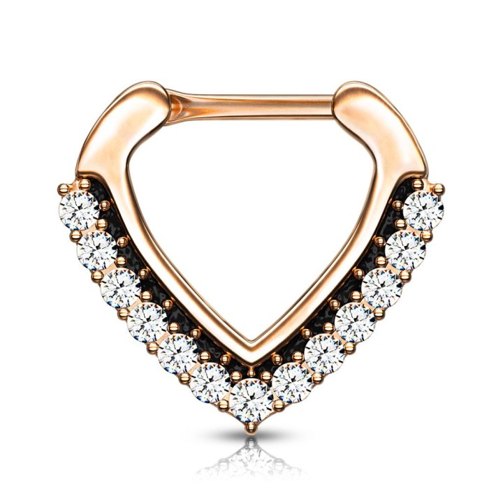 Piercing septum click chevron rosé pavé de strass