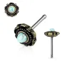 Piercing nez tige droite floral doré turquoise Piercing nez tige droite floral doré turquoise