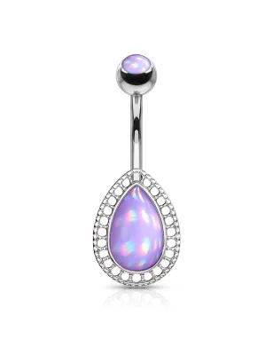 Piercing nombril larme pierre lumineuse violet