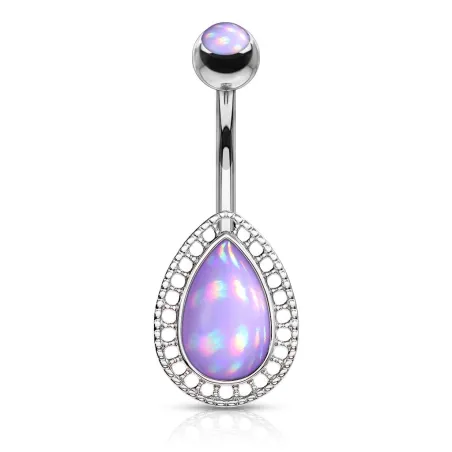 Piercing nombril larme pierre lumineuse violet
