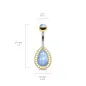 Piercing nombril larme dorée pierre lumineuse turquoise