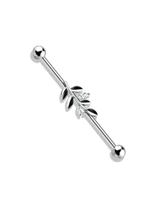 Piercing industriel oreille feuille strass