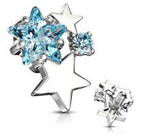 Piercing microdermal cluster étoiles strass turquoise