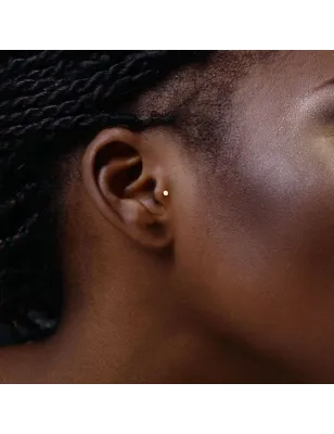 Piercing Cartilage Oreille Push-In disque rond or jaune 14 carats