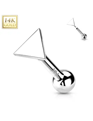 Piercing Cartilage Oreille Push-In triangle or blanc 14 carats