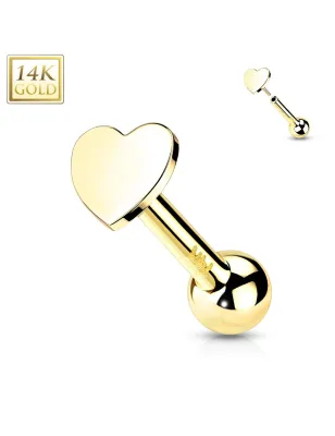 Piercing Cartilage Oreille Push-In coeur or jaune 14 carats