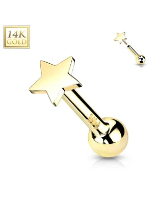 Piercing Cartilage Oreille Push-In étoile or jaune 14 carats