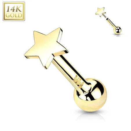 Piercing Cartilage Oreille Push-In étoile or jaune 14 carats